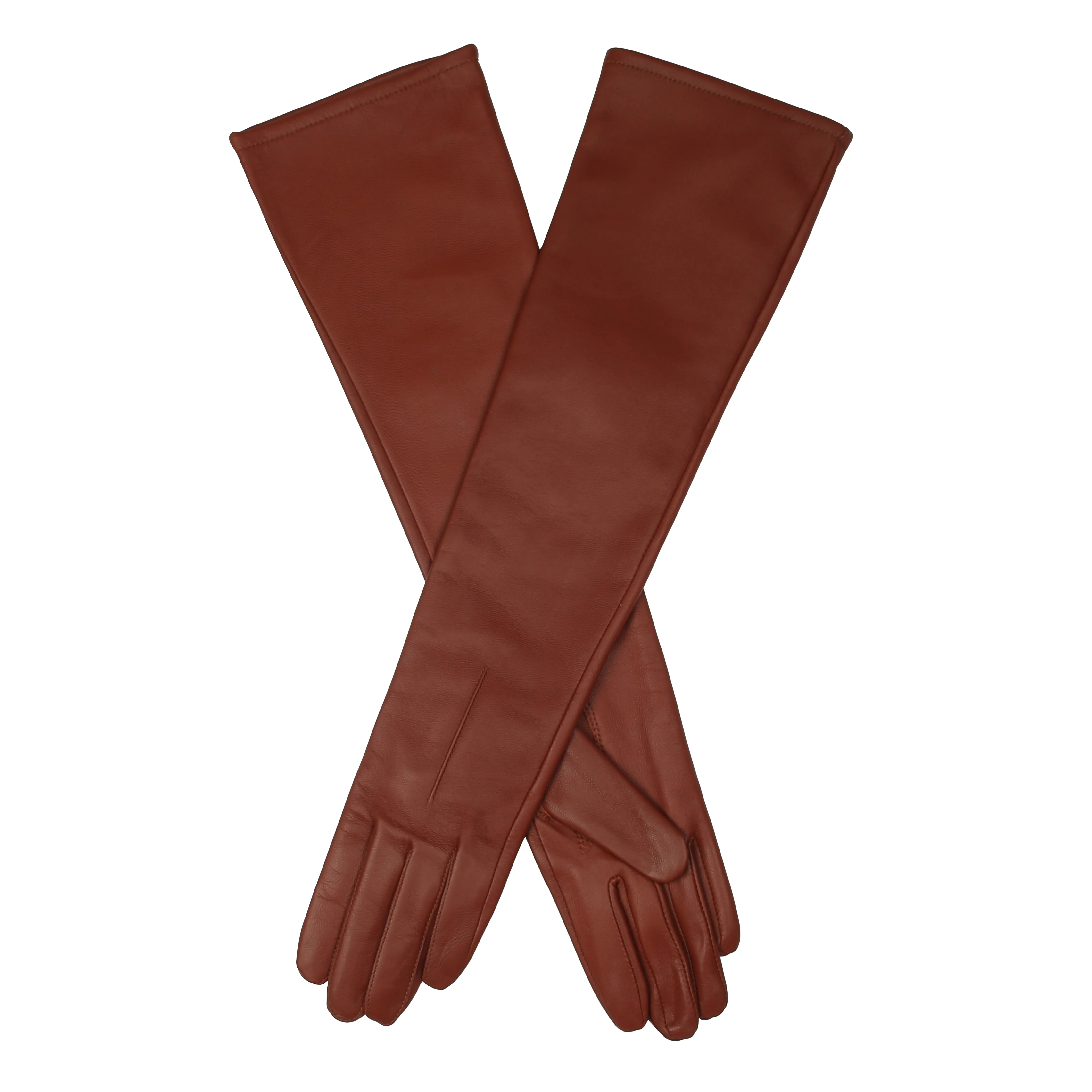 Women's Single-Point Long Above-Elbow Lined Leather Gloves