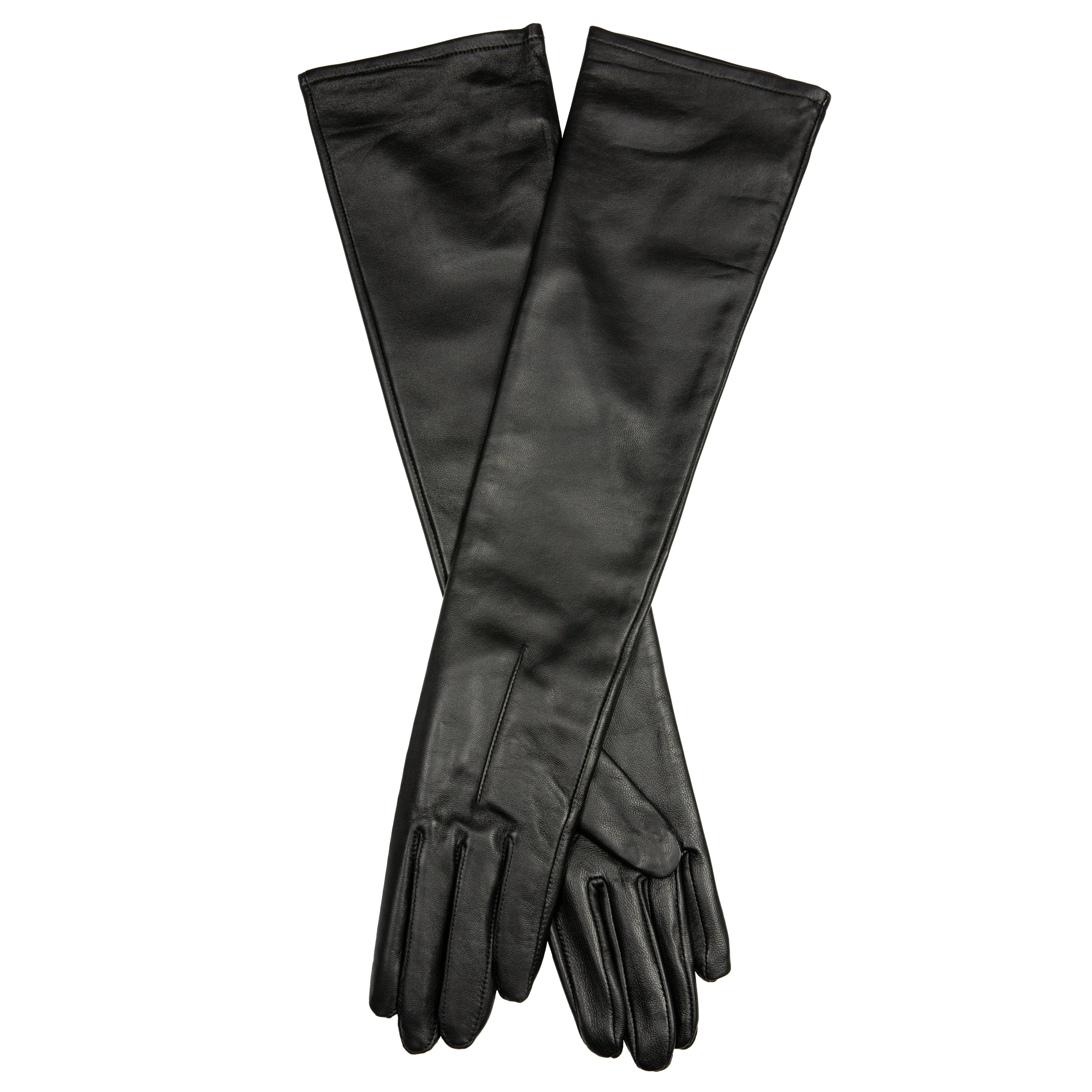 Women's Single-Point Long Above-Elbow Lined Leather Gloves