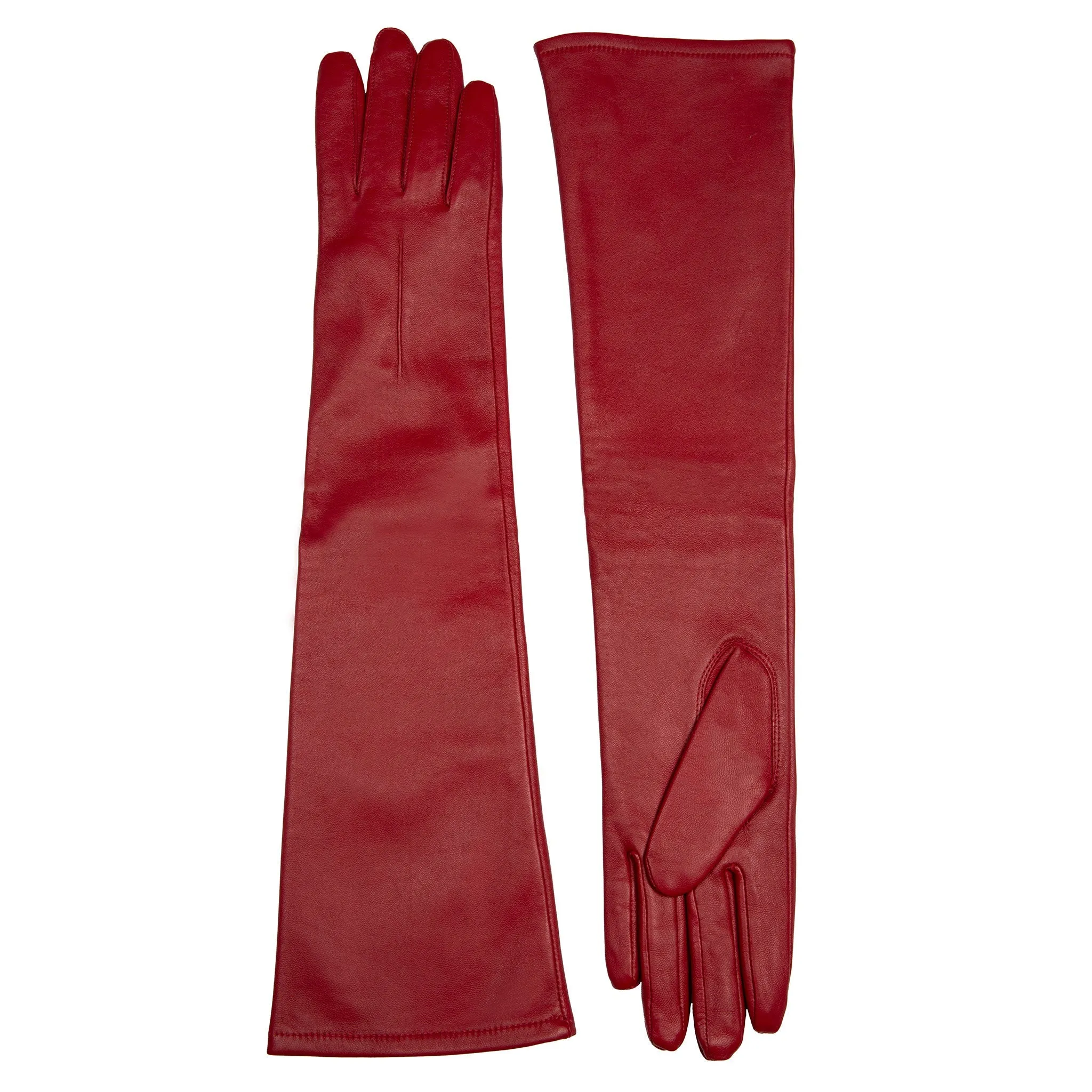 Women's Single-Point Long Above-Elbow Lined Leather Gloves