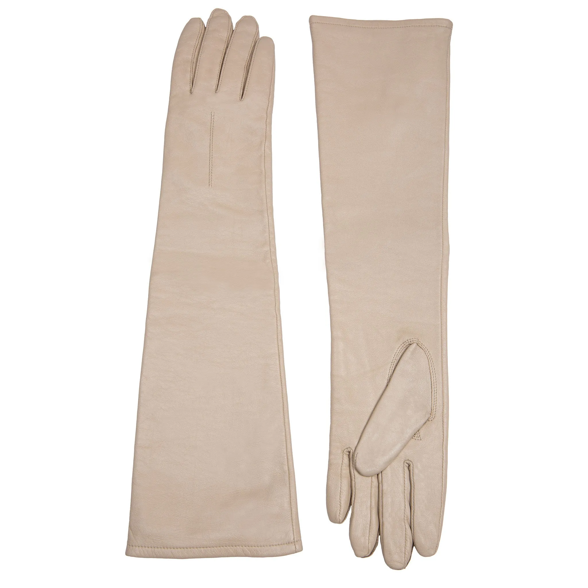 Women's Single-Point Long Above-Elbow Lined Leather Gloves