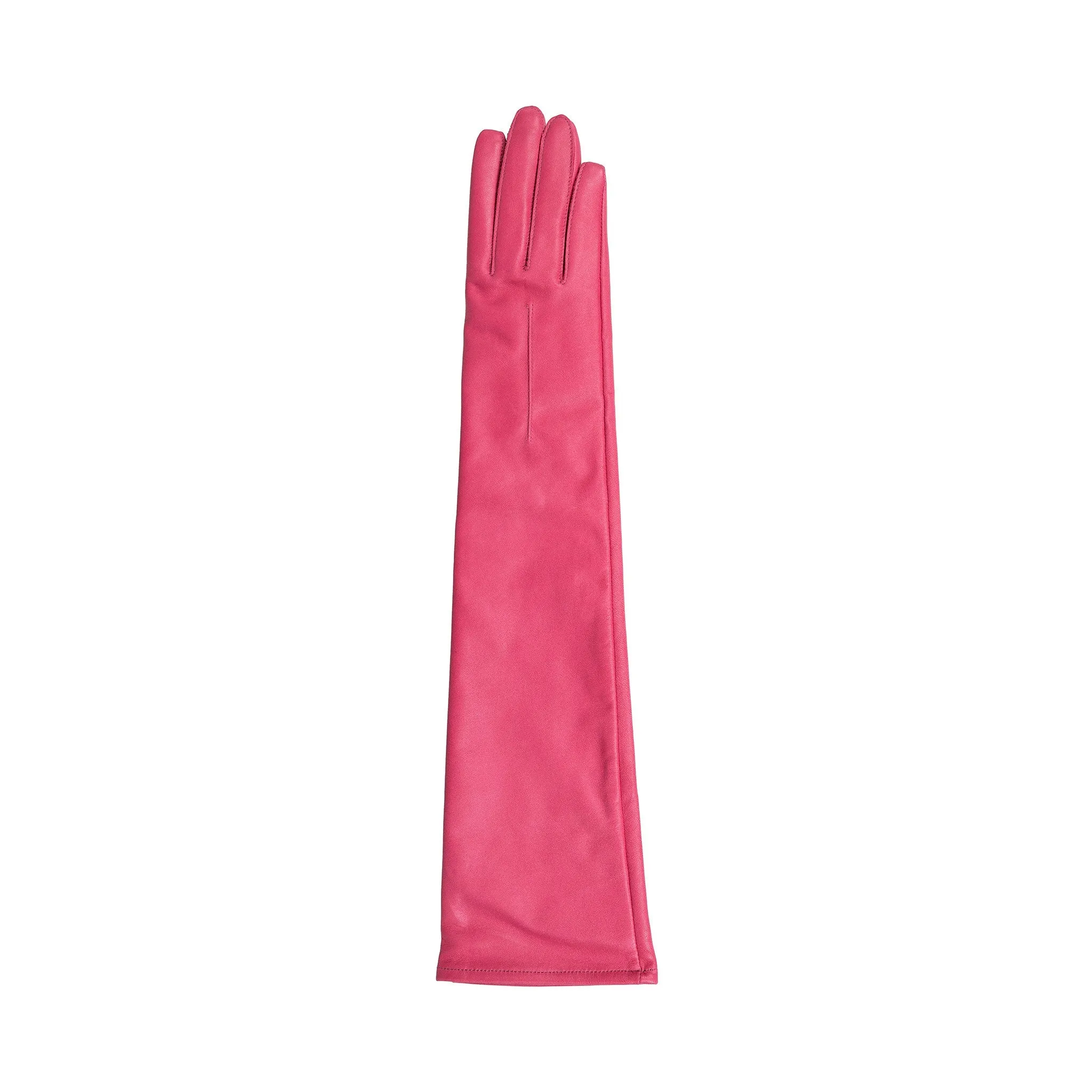 Women's Single-Point Long Above-Elbow Lined Leather Gloves