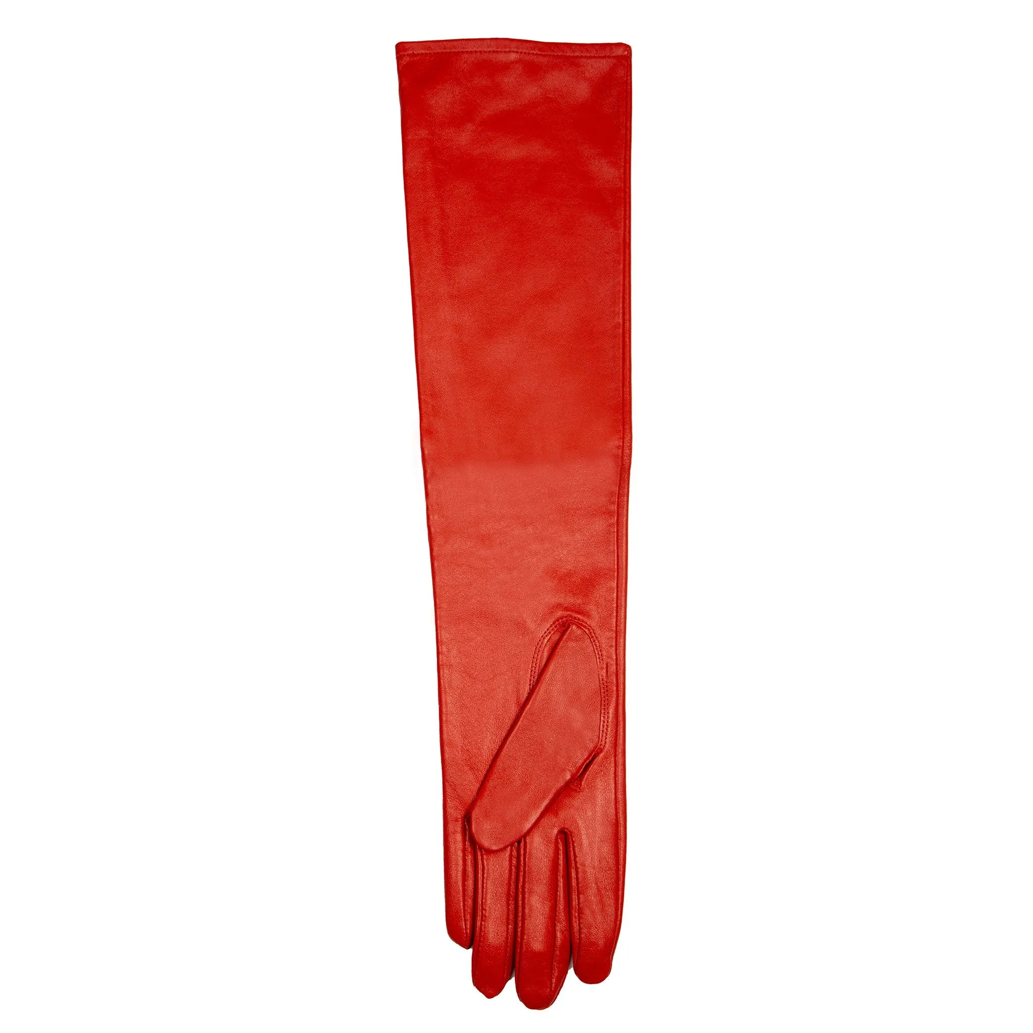 Women's Single-Point Long Above-Elbow Lined Leather Gloves