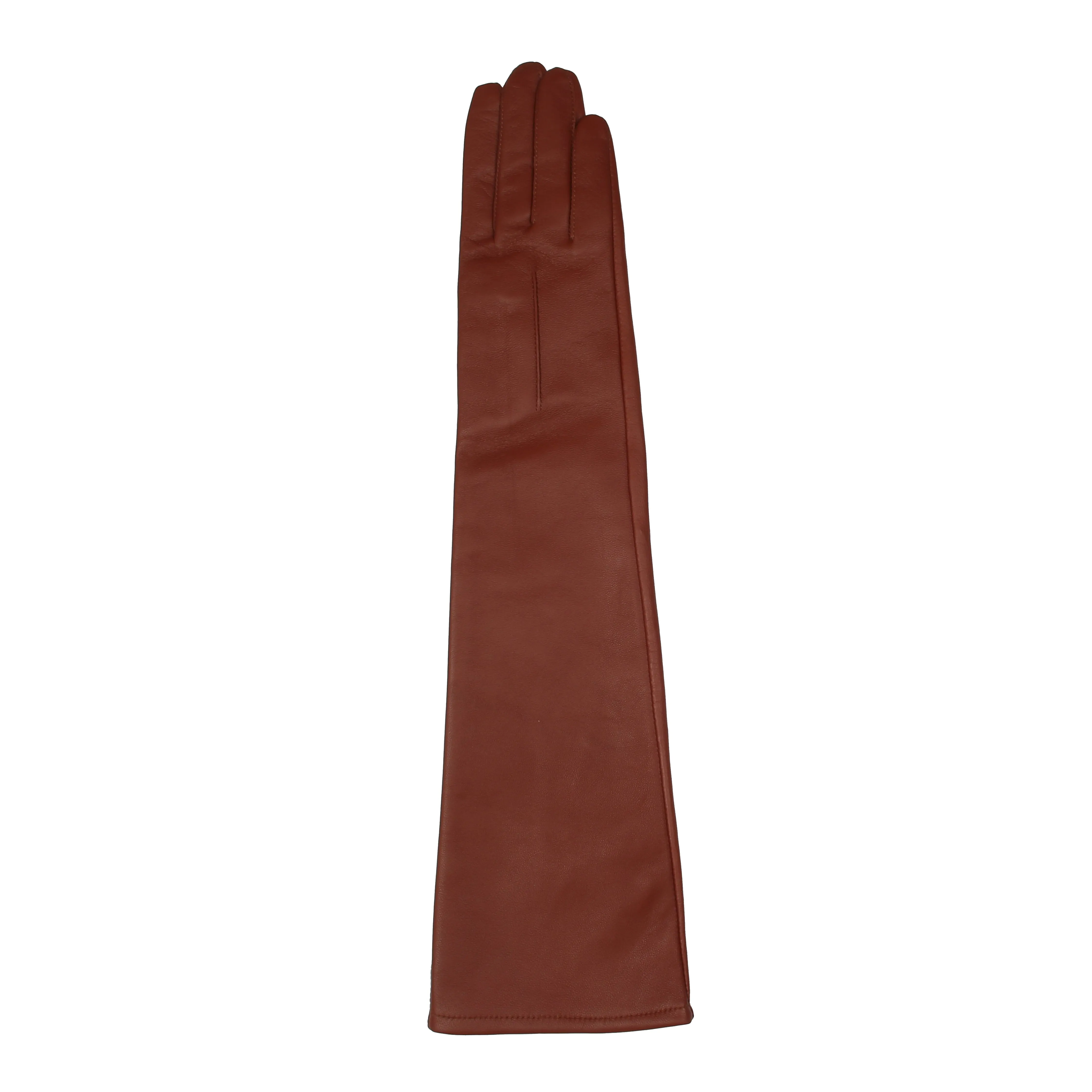 Women's Single-Point Long Above-Elbow Lined Leather Gloves