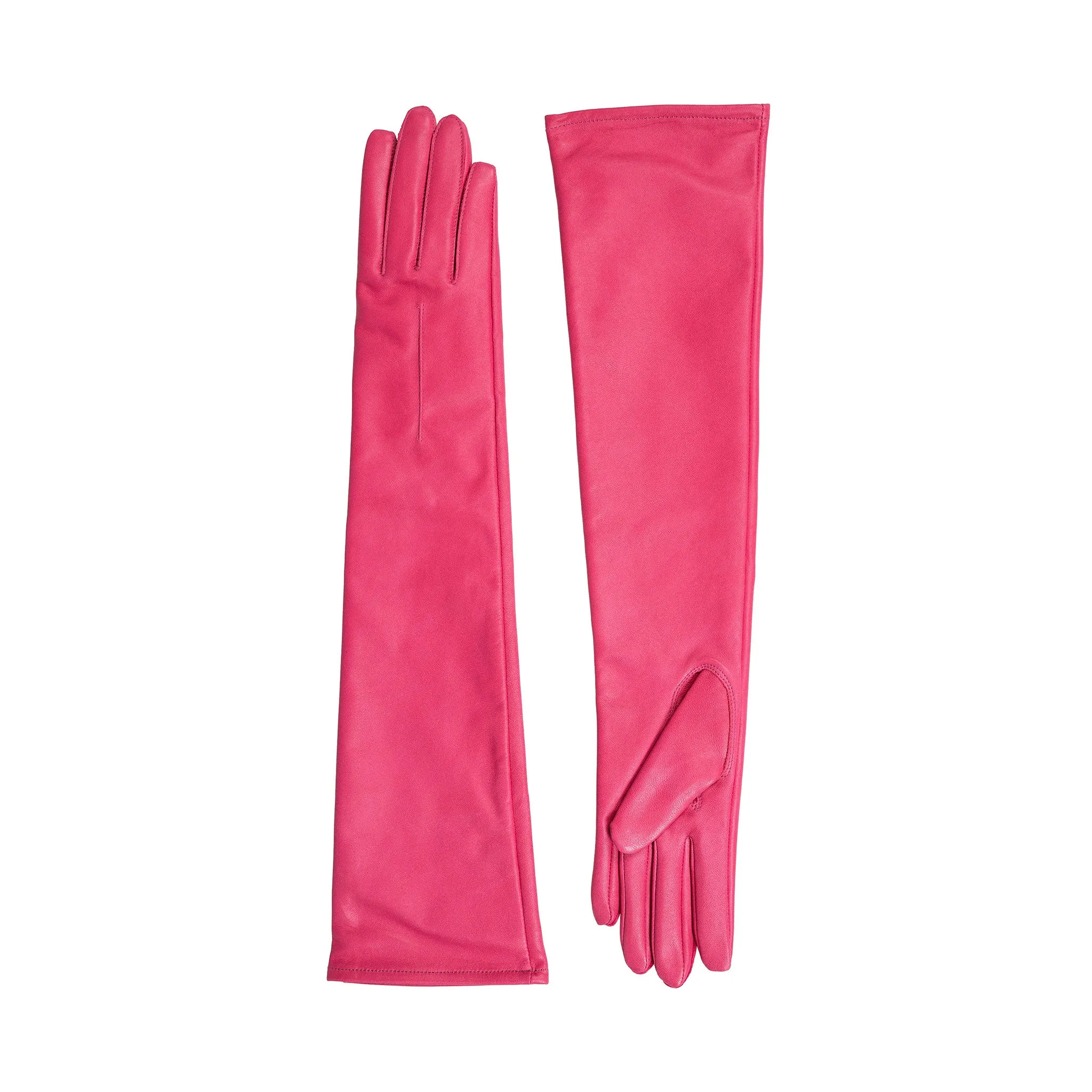 Women's Single-Point Long Above-Elbow Lined Leather Gloves