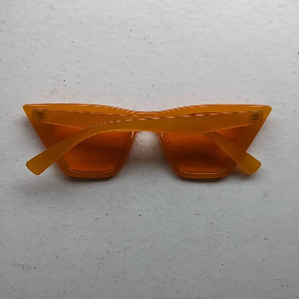 Y2K Funky Festival Retro Cat Eye Sunglasses Wayfarer Neon Orange Sunnies Shades